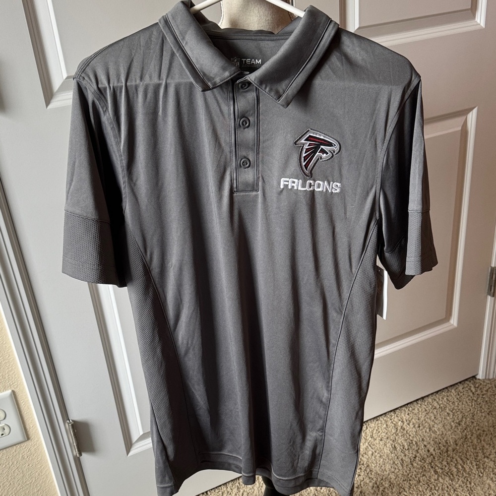 FALCONS FOOTBALL NFL Team Logo Gray Polo Shirt